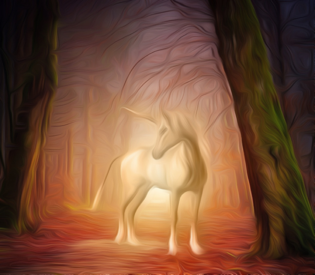 unicorn standing ready to give the elves a ride